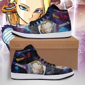 Purple Blue Galaxy Android 18 High-Top Leather Dragon Ball Z Shoes