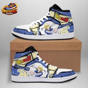 Blue White Manga Android 18 High-Top Leather Dragon Ball Z Shoes