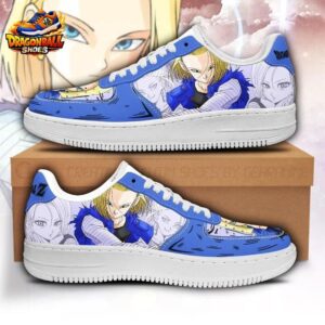Blue White Manga Android 18 Low-Top Leather Dragon Ball Z Shoes