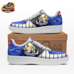 Blue White Red Ribbon Android 18 Low-Top Leather Dragon Ball Z Shoes