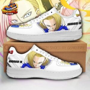 White Pastel Portrait Low-Top Leather Dragon Ball Z Android 18 Shoes