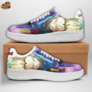 Purple Blue Galaxy Portrait Android 18 Low-Top Leather Dragon Ball Z Shoes