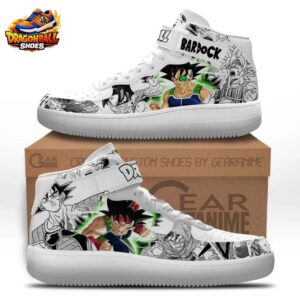 Bardock Manga Aura Mid-Top Sneakers – White Green Dragon Ball Shoes