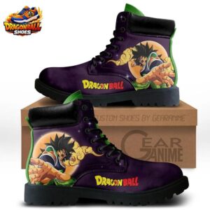 Broly Purple Combat Boots – Green Accent Dragon Ball Anime Footwear
