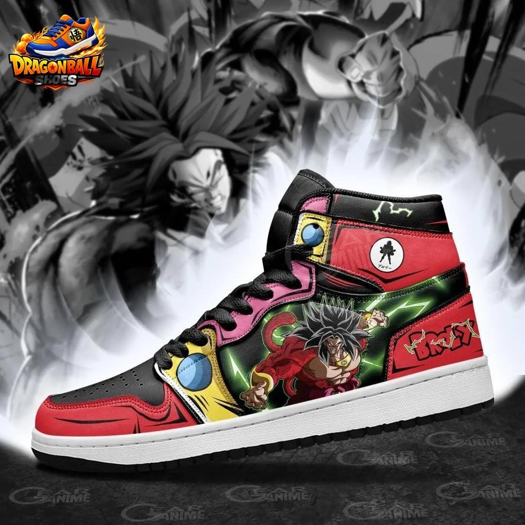 Broly Red Black High-Top Sneakers with Saiyan Anime Artwork Broly Red Black High-Top Sneakers with Saiyan Anime Artwork
