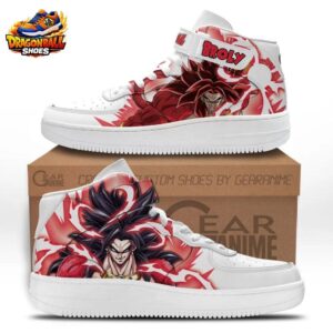 Broly Crimson Aura Mid-Top Street Sneakers with Fierce Anime Artwork