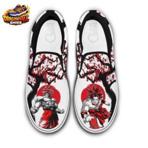 Broly Crimson Ink Slip-On Shoes – Red Sun Dragon Ball Canvas Sneakers