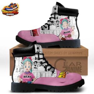 Bulma Pink Manga Combat Boots with Dragon Ball Character Artwork