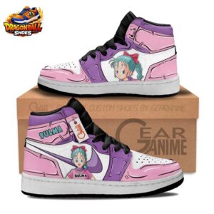 Bulma Pink High-Top Leather Sneakers with Anime Portrait Artwork