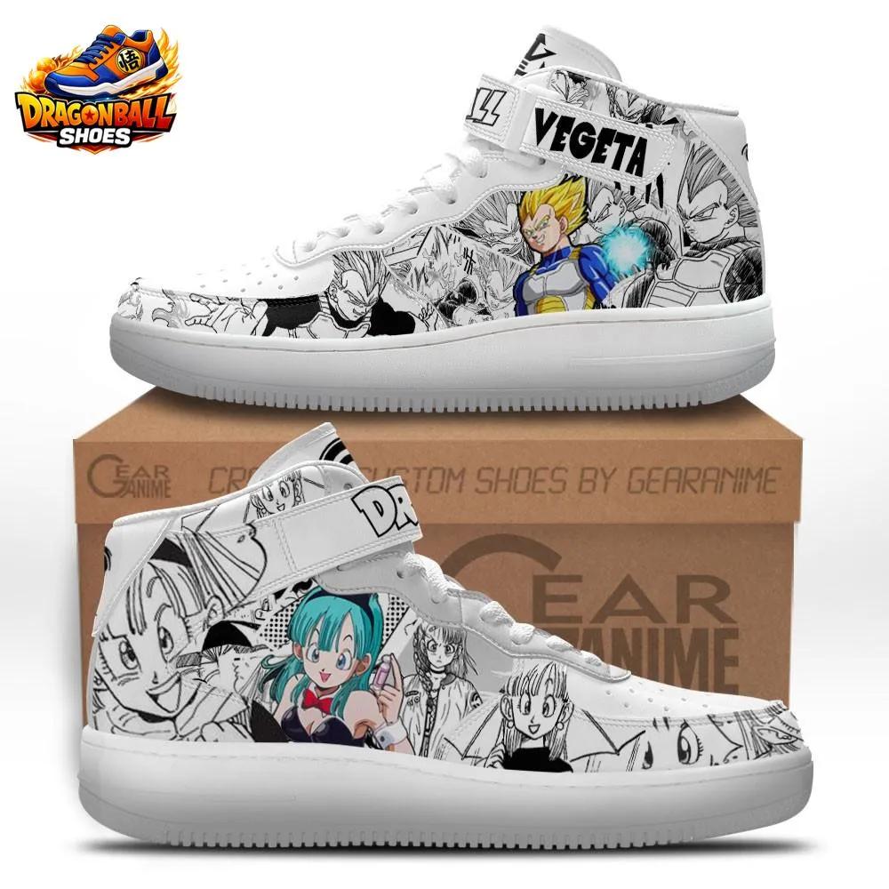 Bulma & Super Saiyan Vegeta Manga Strap Mid-Top Sneakers – White Dragon Ball Z Street Shoes Bulma & Super Saiyan Vegeta Manga Strap Mid-Top Sneakers – White Dragon Ball Z Street Shoes