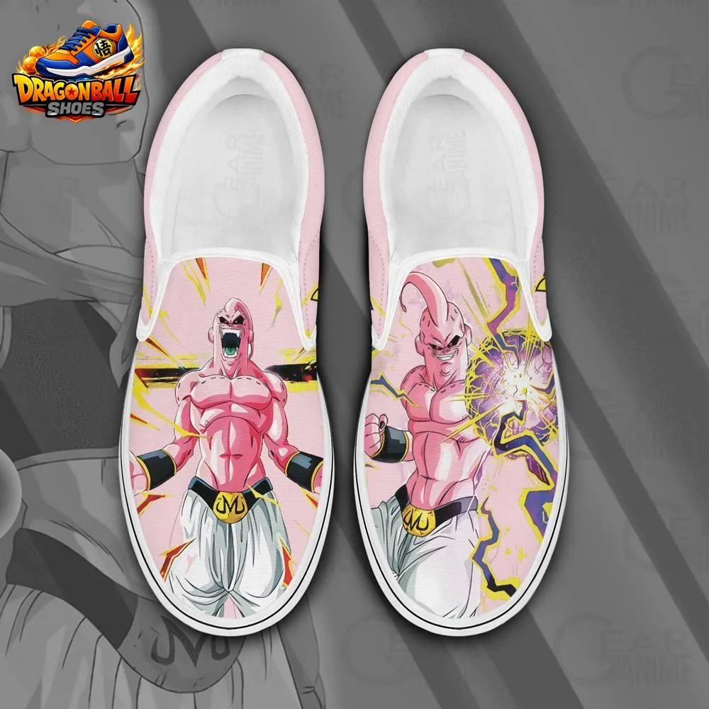 Kid Buu Energy Aura Slip-On Shoes – Pink Dragon Ball Canvas Sneakers Kid Buu Energy Aura Slip-On Shoes – Pink Dragon Ball Canvas Sneakers