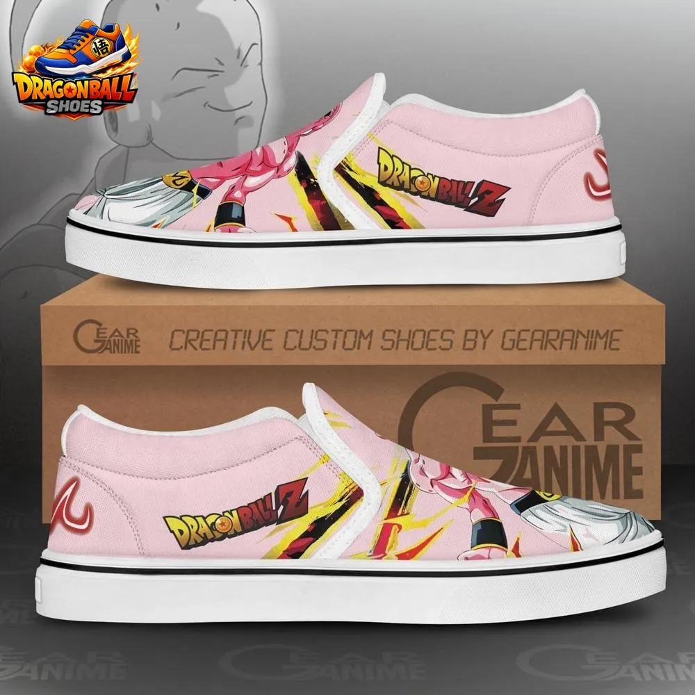 Kid Buu Energy Aura Slip-On Shoes – Pink Dragon Ball Canvas Sneakers Kid Buu Energy Aura Slip-On Shoes – Pink Dragon Ball Canvas Sneakers