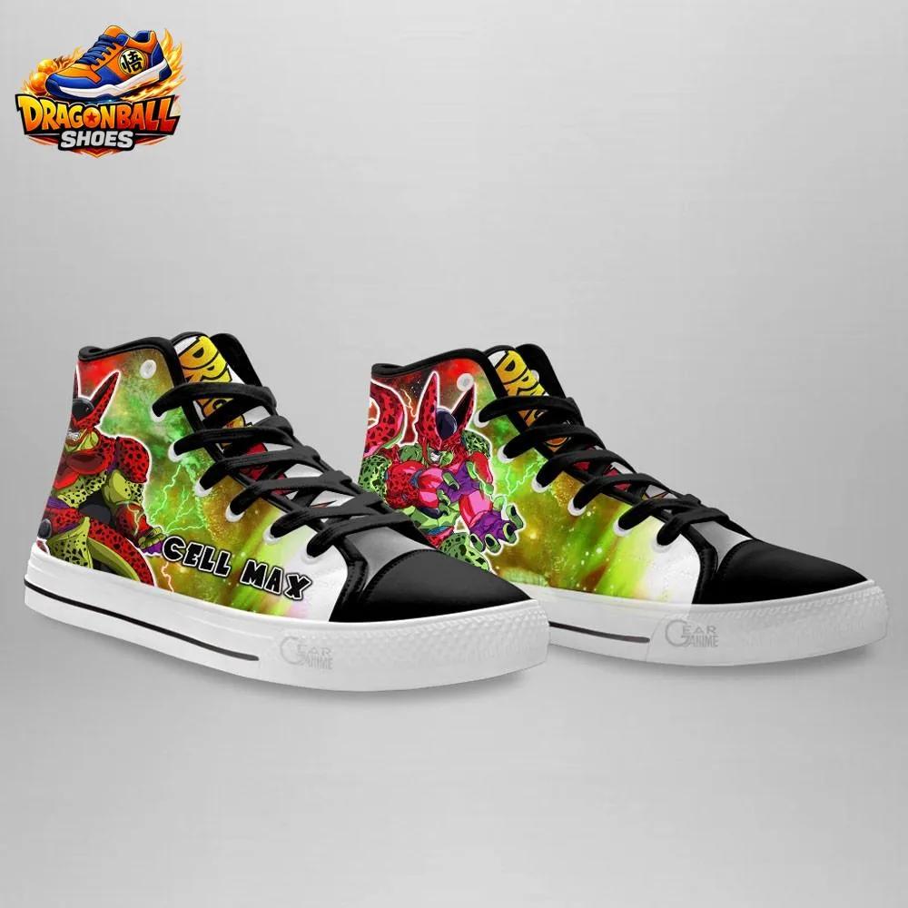Cell Green Red High Top Canvas Shoes with Anime Artwork Cell Green Red High Top Canvas Shoes with Anime Artwork