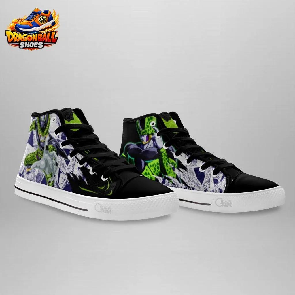Cell Green Manga High Tops Canvas Shoes with Villain Anime Artwork Cell Green Manga High Tops Canvas Shoes with Villain Anime Artwork