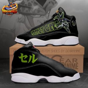 Perfect Cell Black Retro Court V13 Shoes with Anime Artwork