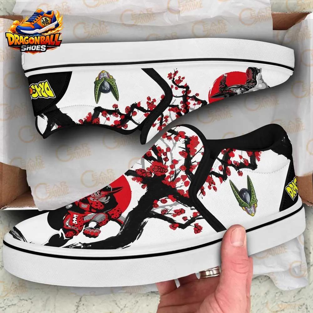 Cell Cherry Blossom Slip-On Shoes – Red Sun Dragon Ball Canvas Sneakers Cell Cherry Blossom Slip-On Shoes – Red Sun Dragon Ball Canvas Sneakers