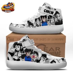 Chi Chi Manga Portrait Mid-Top Sneakers – Black White Dragon Ball Shoes