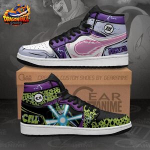 Frieza & Perfect Cell Split Villain High-Top Sneakers – Purple Green Dragon Ball Z Shoes