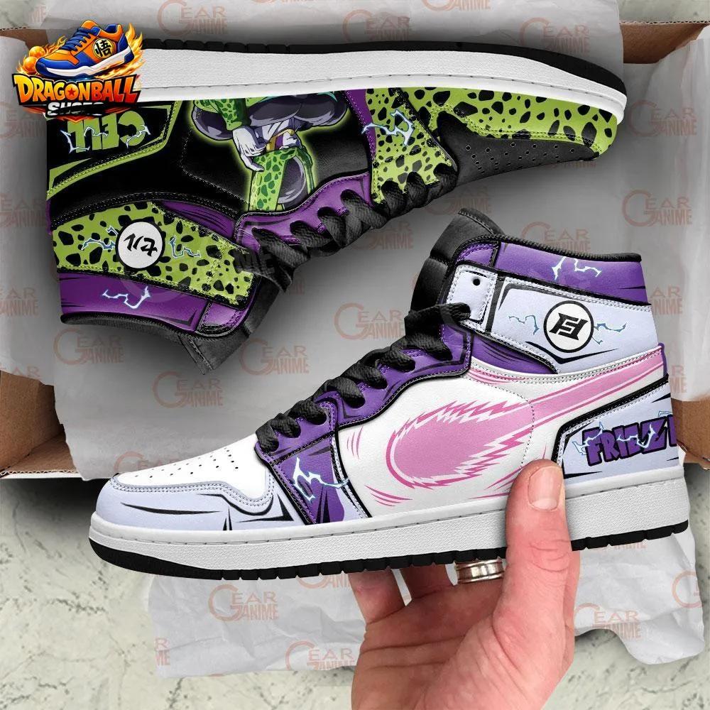 Frieza & Perfect Cell Split Villain High-Top Sneakers – Purple Green Dragon Ball Z Shoes Frieza & Perfect Cell Split Villain High-Top Sneakers – Purple Green Dragon Ball Z Shoes