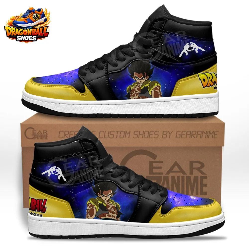 Gogeta Black Gold High-Top Leather Sneakers with Galaxy Artwork Gogeta Black Gold High-Top Leather Sneakers with Galaxy Artwork