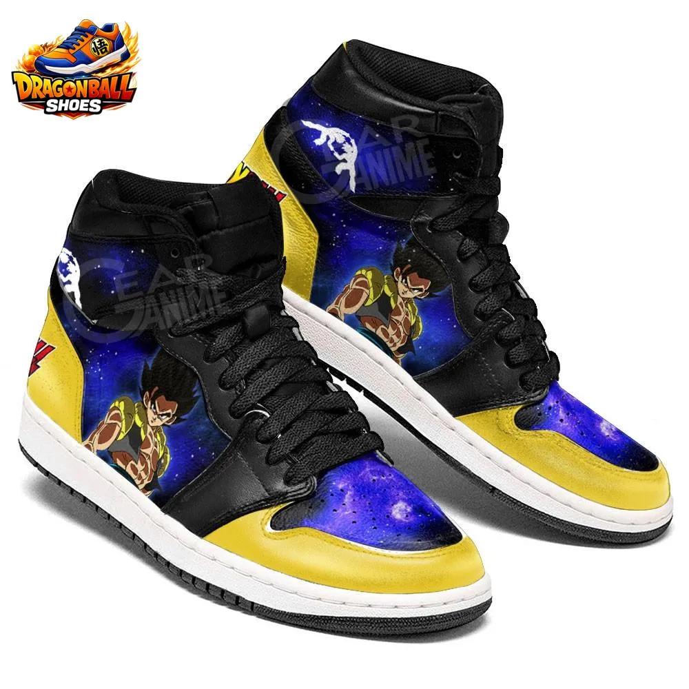 Gogeta Black Gold High-Top Leather Sneakers with Galaxy Artwork Gogeta Black Gold High-Top Leather Sneakers with Galaxy Artwork