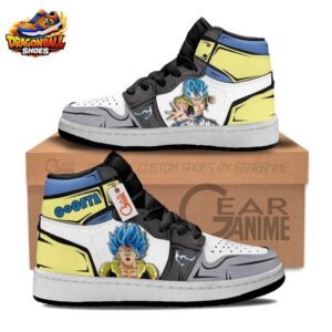 Gogeta Super Saiyan Blue High-Top Leather Sneakers with Fusion Artwork
