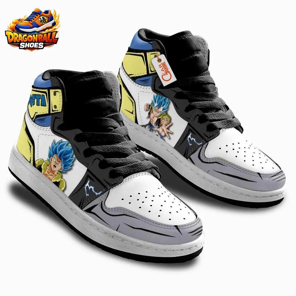 Gogeta Super Saiyan Blue High-Top Leather Sneakers with Fusion Artwork Gogeta Super Saiyan Blue High-Top Leather Sneakers with Fusion Artwork