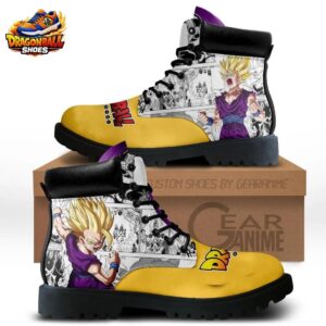 Super Saiyan Gohan Manga Combat Boots – Yellow Dragon Ball Lace-Up Footwear