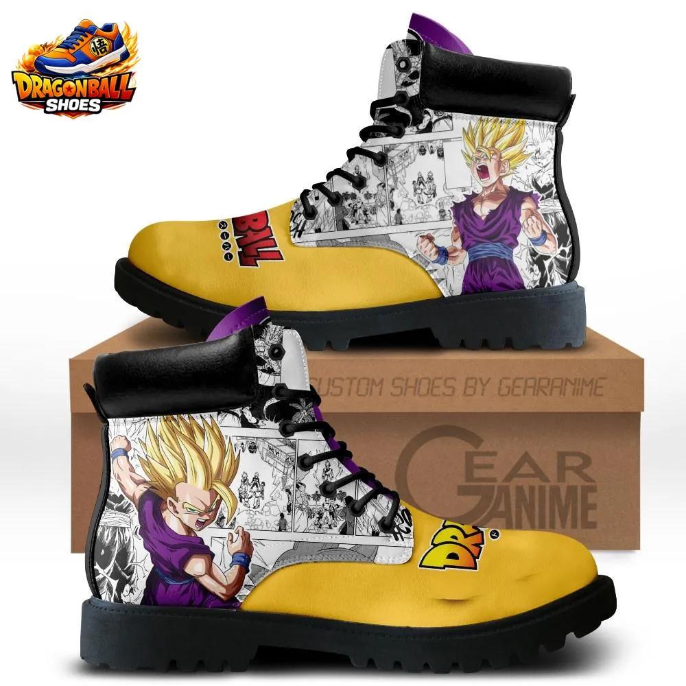 Super Saiyan Gohan Manga Combat Boots – Yellow Dragon Ball Lace-Up Footwear Super Saiyan Gohan Manga Combat Boots – Yellow Dragon Ball Lace-Up Footwear