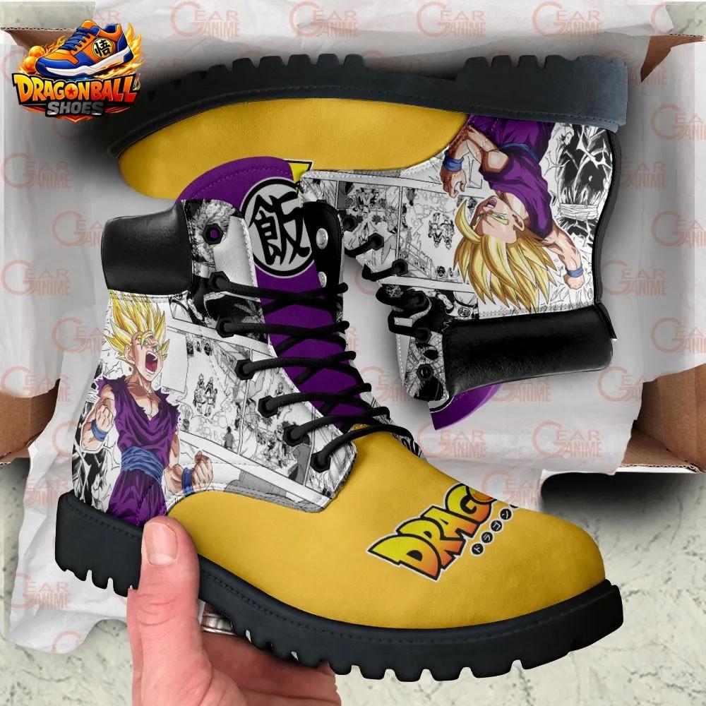 Super Saiyan Gohan Manga Combat Boots – Yellow Dragon Ball Lace-Up Footwear Super Saiyan Gohan Manga Combat Boots – Yellow Dragon Ball Lace-Up Footwear