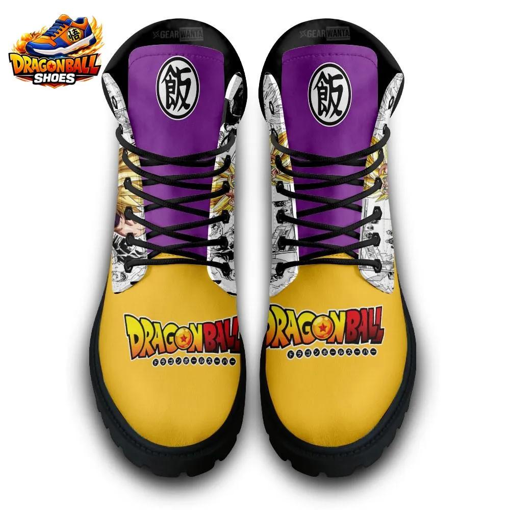 Super Saiyan Gohan Manga Combat Boots – Yellow Dragon Ball Lace-Up Footwear Super Saiyan Gohan Manga Combat Boots – Yellow Dragon Ball Lace-Up Footwear