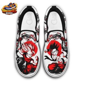 Gohan Red Aura Slip-On Shoes – Japanese Ink Dragon Ball Canvas Sneakers
