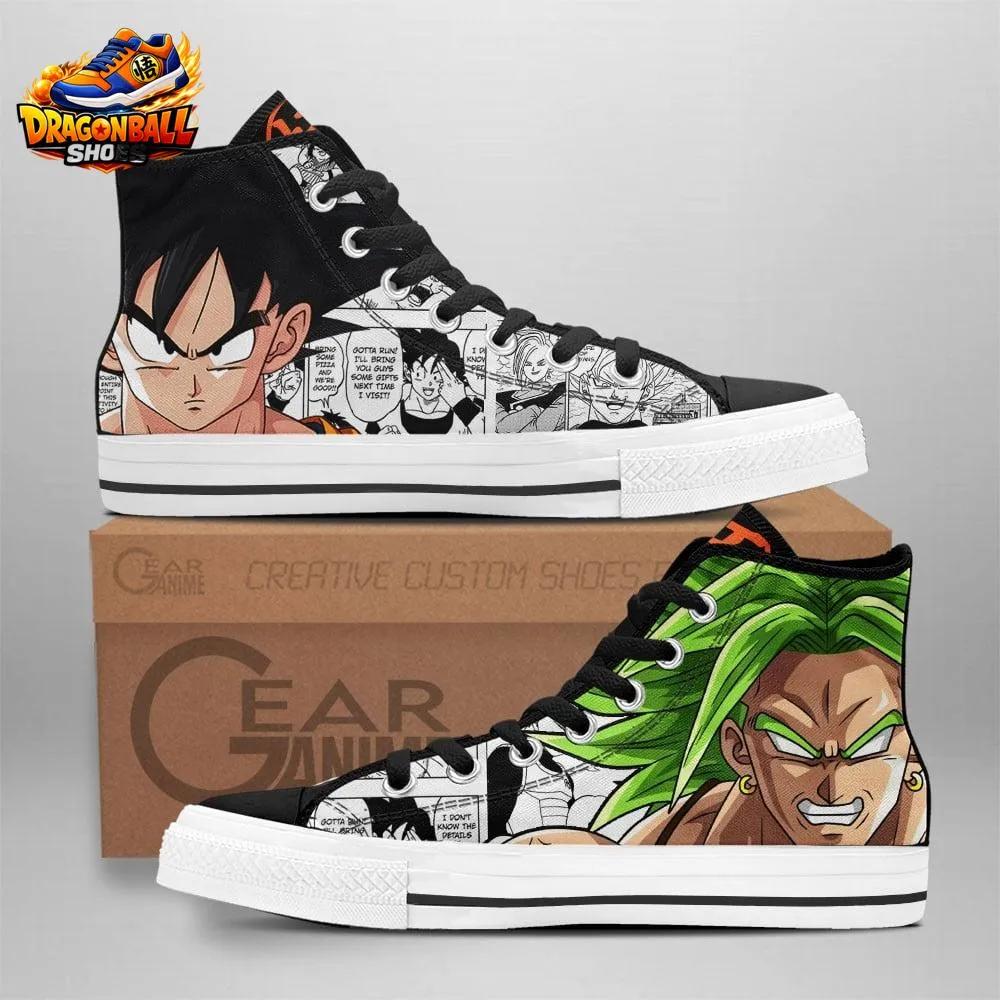 Goku Broly Manga High-Top Shoes – Green Black Dragon Ball Canvas Sneakers Goku Broly Manga High-Top Shoes – Green Black Dragon Ball Canvas Sneakers