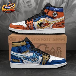 Goku Vegeta Orange Blue High-Top Sneakers Saiyan Duo Art