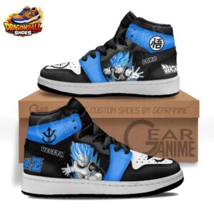 Goku Vegeta Blue Black High-Top Sneakers Saiyan Battle Art