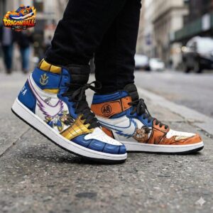 Goku Vegeta High-Top Sneakers Blue Orange Saiyan Battle Art
