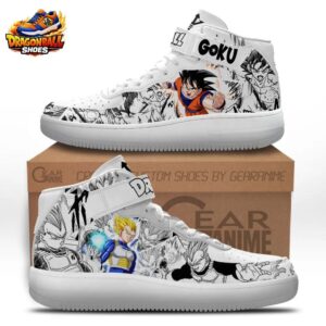 Goku Vegeta Manga Mid-Top Shoes – Black White Dragon Ball Sneakers