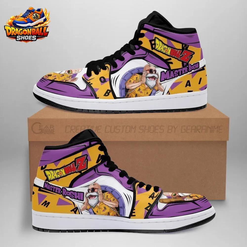 Master Roshi Pop Art High-Top Sneakers – Purple Yellow Dragon Ball Shoes Master Roshi Pop Art High-Top Sneakers – Purple Yellow Dragon Ball Shoes