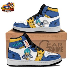 Blue White Gold Super Saiyan Blue High-Top Leather Dragon Ball Z Vegeta Shoes
