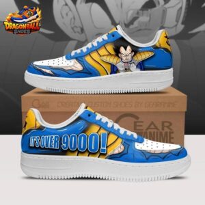 Blue Yellow Over 9000 Low-Top Leather Dragon Ball Z Vegeta Shoes