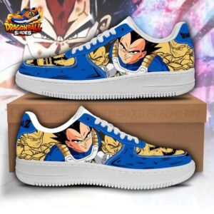 Blue Gold Wing Logo Low-Top Leather Dragon Ball Z Vegeta Shoes