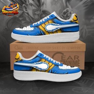 Blue Gold Wing Logo Low-Top Leather Dragon Ball Z Vegeta Shoes