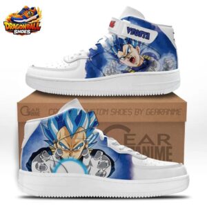 White Blue Energy Super Saiyan Blue Vegeta Mid-Top Street Dragon Ball Z Shoes