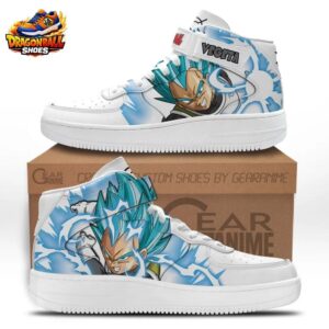 White Cyan Super Saiyan Blue Vegeta Mid-Top Street Dragon Ball Z Shoes