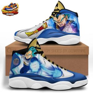 Vegeta Cyan Blast Retro Court V13 Shoes Blue Energy Battle Art