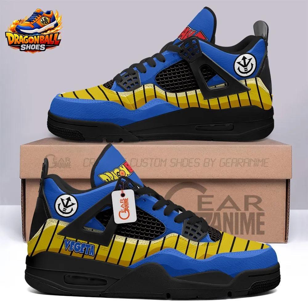 Vegeta Saiyan Armor Retro V4 Shoes with Blue and Yellow Battle Design Vegeta Saiyan Armor Retro V4 Shoes with Blue and Yellow Battle Design