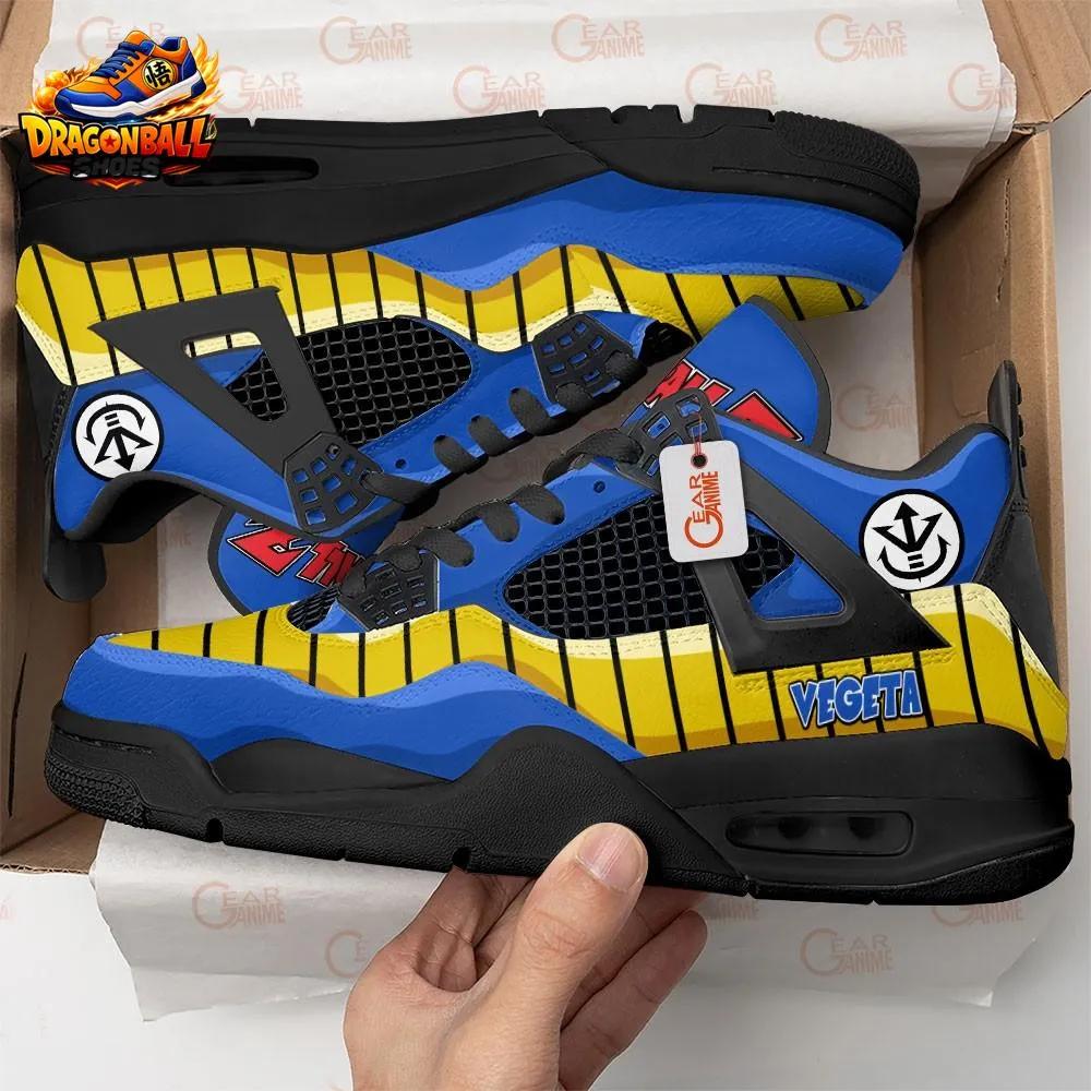 Vegeta Saiyan Armor Retro V4 Shoes with Blue and Yellow Battle Design Vegeta Saiyan Armor Retro V4 Shoes with Blue and Yellow Battle Design