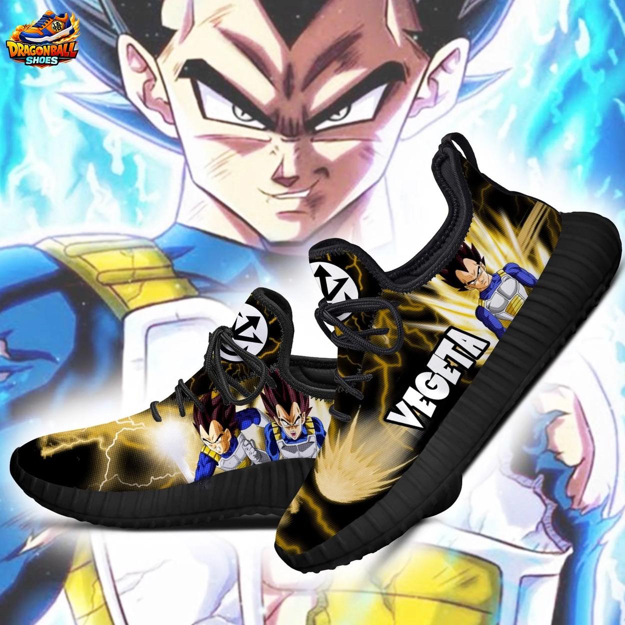 Vegeta Golden Energy Reze Sneakers with Saiyan Armor Artwork Vegeta Golden Energy Reze Sneakers with Saiyan Armor Artwork