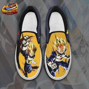Super Saiyan Vegeta Slip-On Canvas Shoes with Yellow Anime Artwork