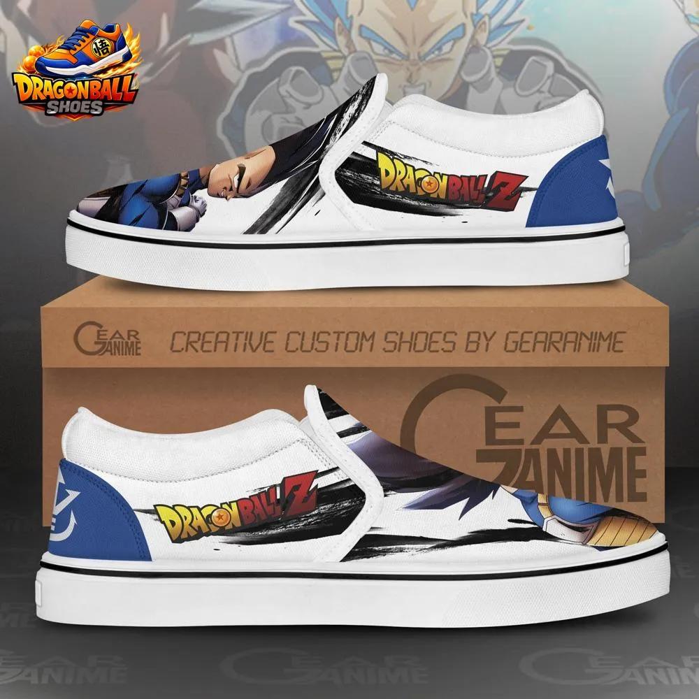 White Black Manga Vegeta Slip-On Canvas Dragon Ball Z Shoes White Black Manga Vegeta Slip-On Canvas Dragon Ball Z Shoes